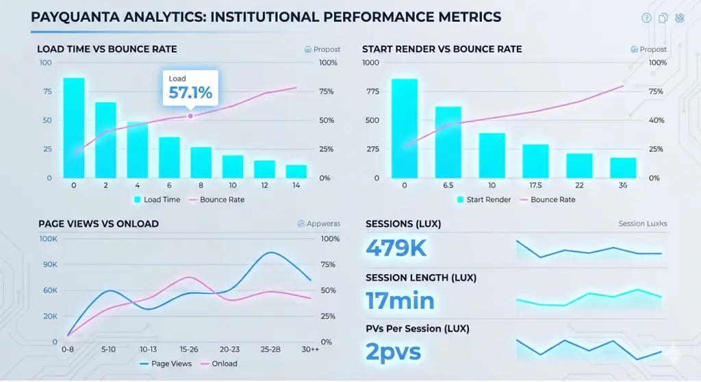 PayQuanta institutional performance metrics and high-load analytics dashboard