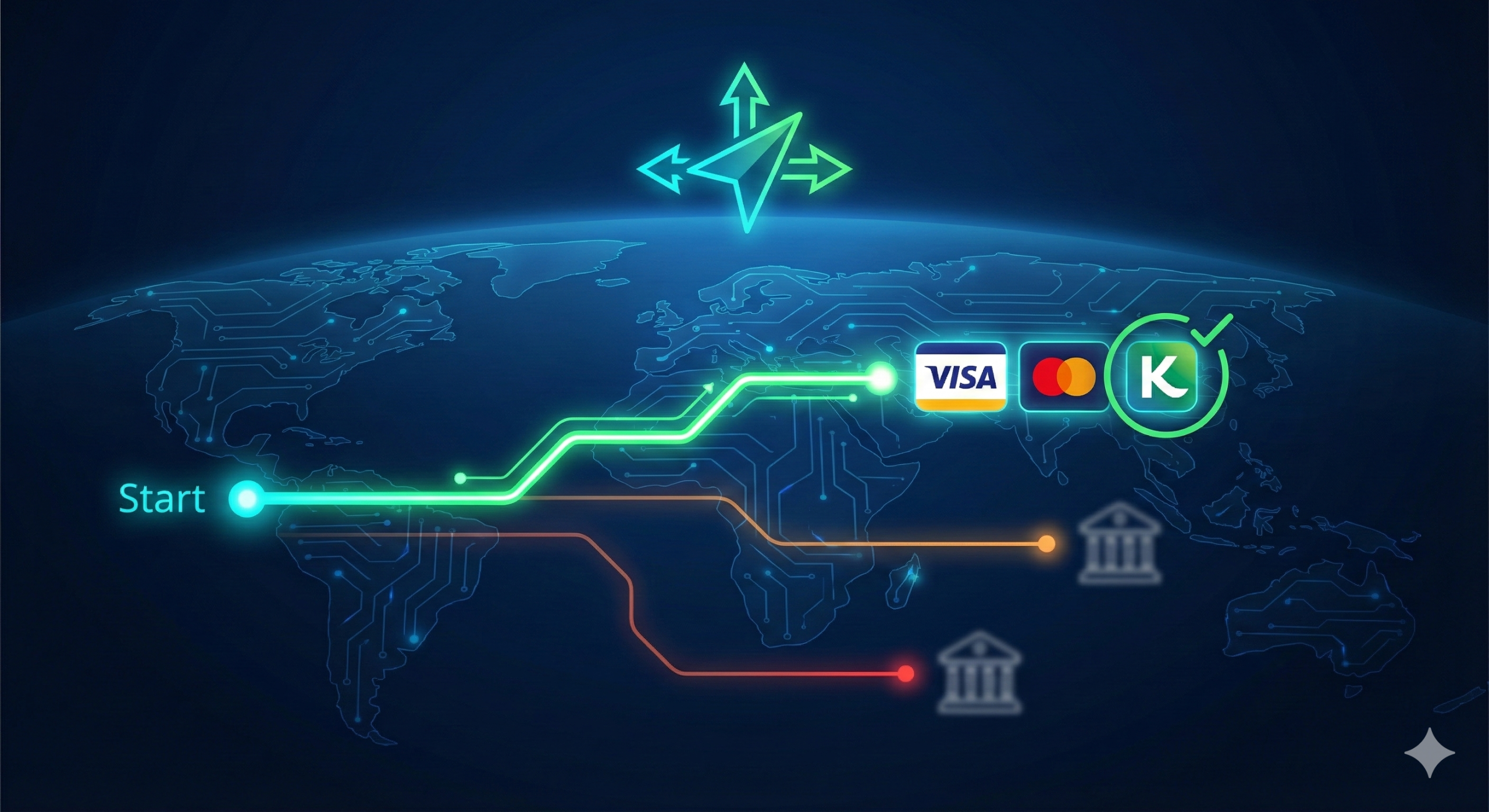 Global routing map with transaction path to best bank